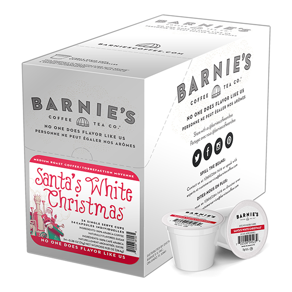 Barnies Coffee Santa's White Christmas, Single Serve Cup, PK96 PK SNBA328153